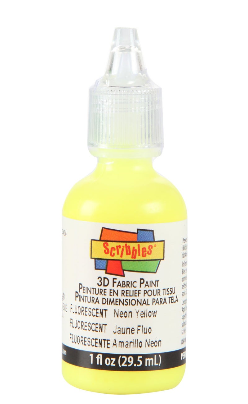 Scribbles 3D Fabric Paint Neon- Yellow (54359)